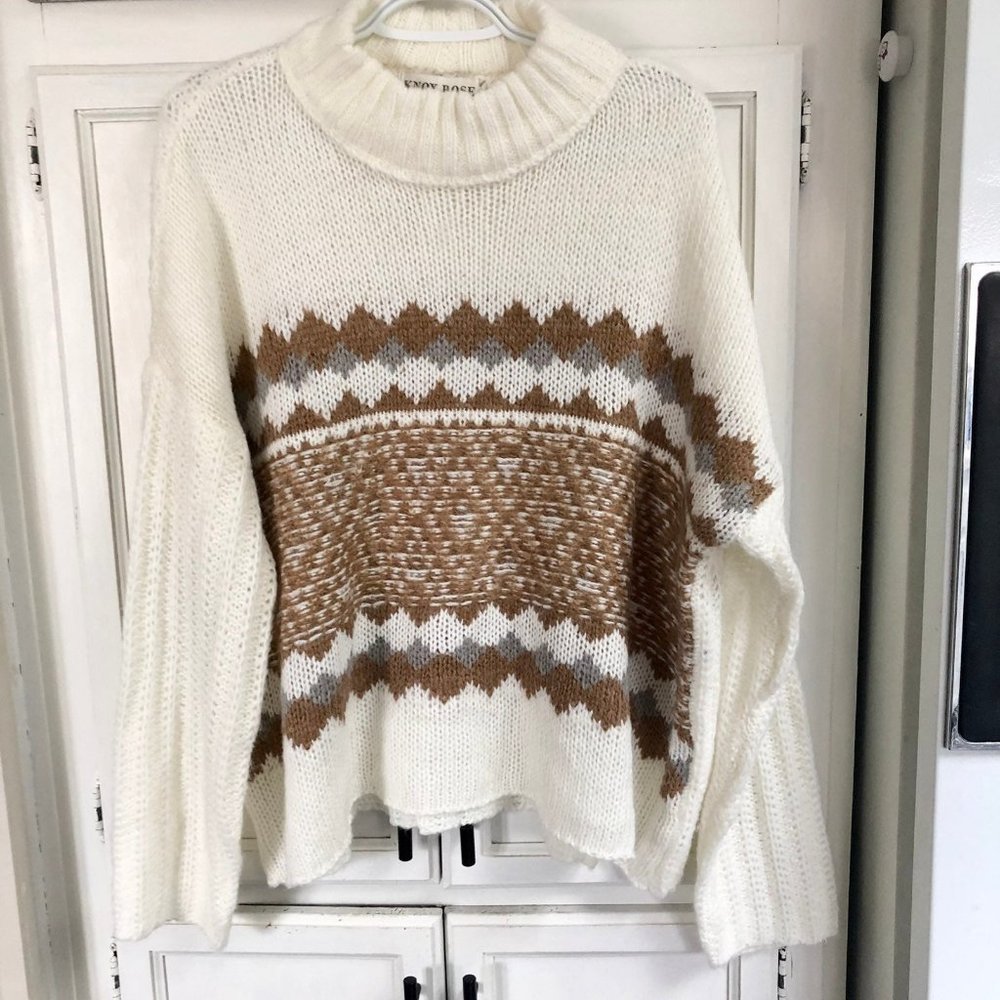KNOX ROSE Cropped Knitted XL Sweater